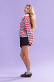 Ruby Brady Polo - White Blue Red Stripe