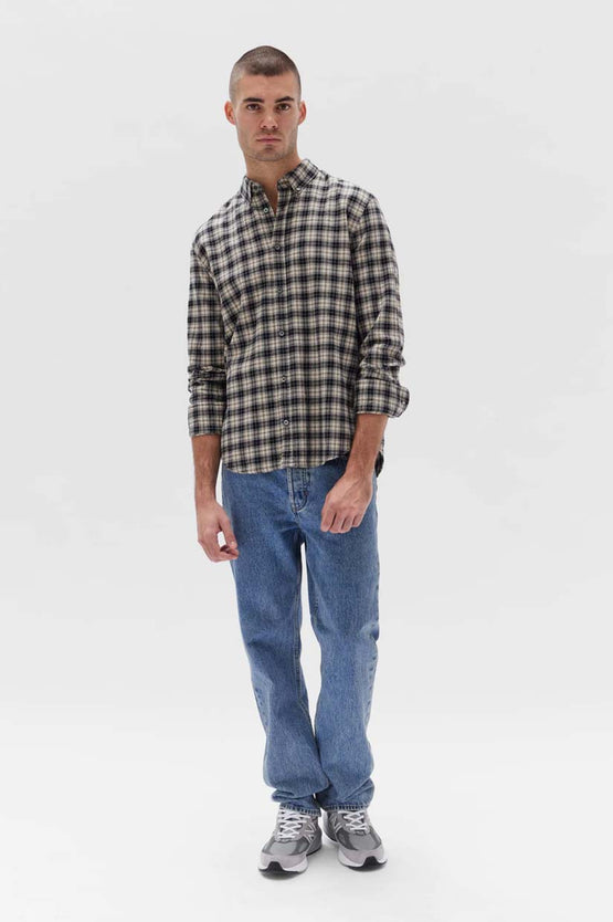 Assembly Brushed Flannel Check Shirt - Navy