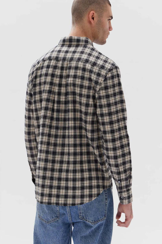 Assembly Brushed Flannel Check Shirt - Navy