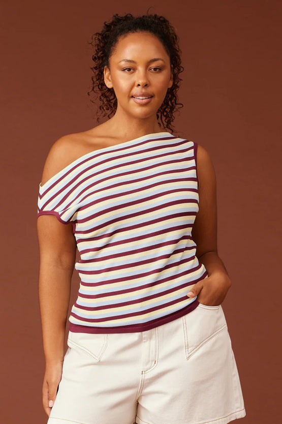 Ruby Emma Knit Top - Burgundy Butter Blue