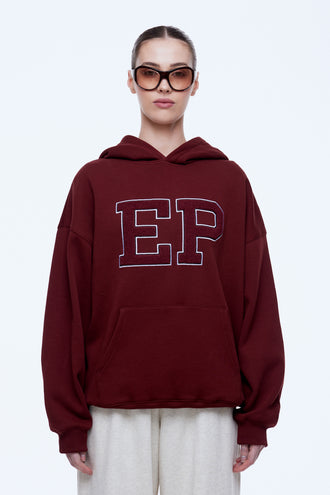Ena Pelly Cassie EP Boucle Hoodie - Burgundy
