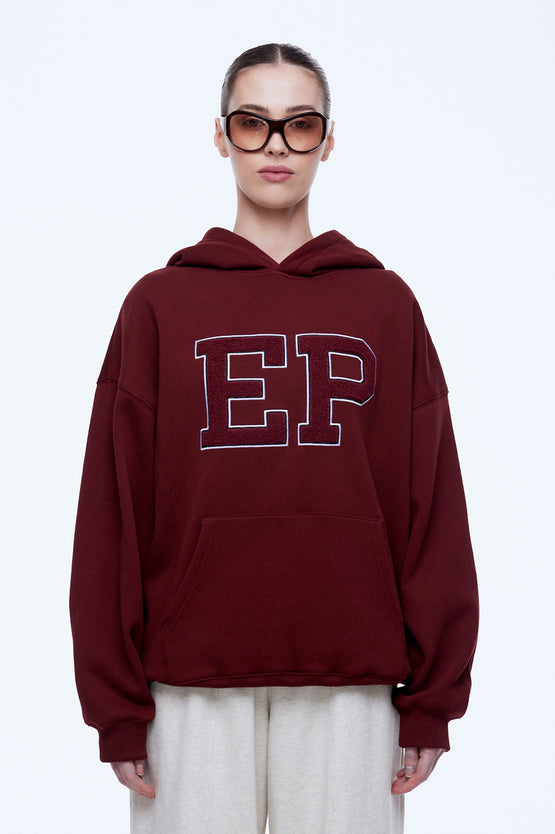 Ena Pelly Cassie EP Boucle Hoodie - Burgundy