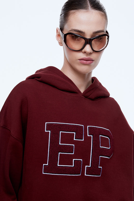 Ena Pelly Cassie EP Boucle Hoodie - Burgundy