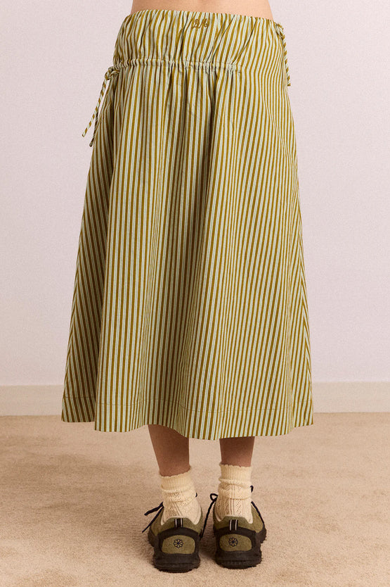 Damson Madder Caspia Volume Midi Skirt - Basil