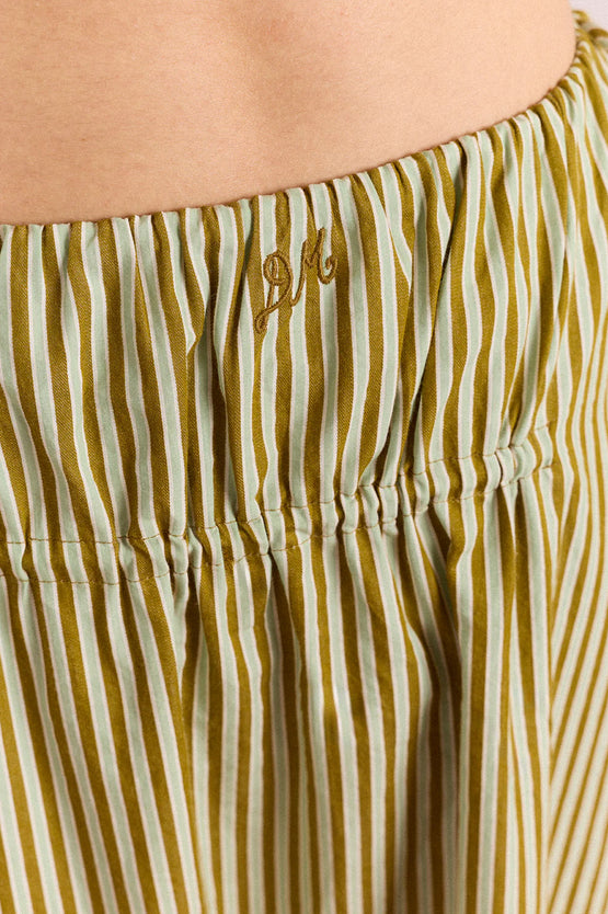 Damson Madder Caspia Volume Midi Skirt - Basil