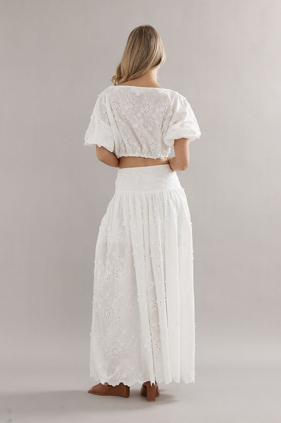 Caitlin Crisp Capri Skirt - White Broderie