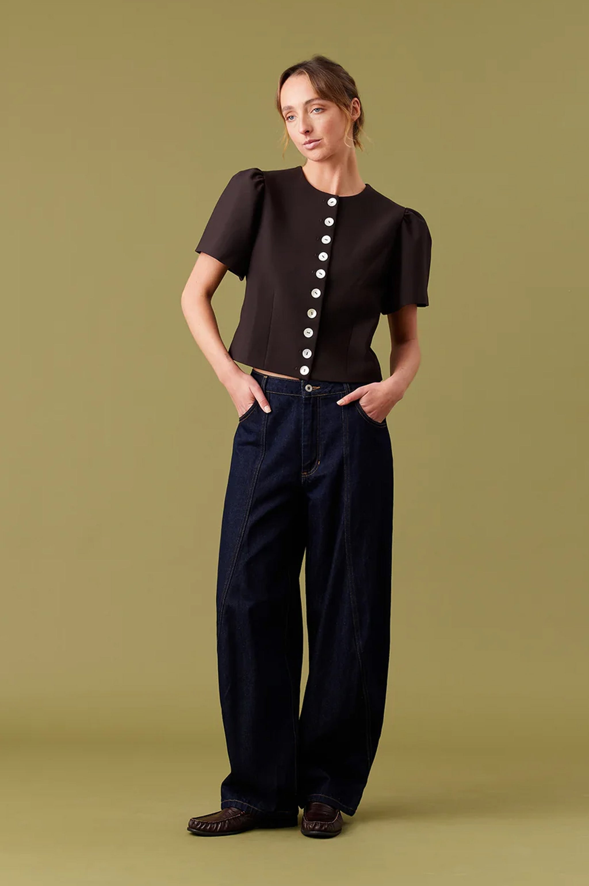 Ruby Carolyn Short Sleeve Blazer - Espresso