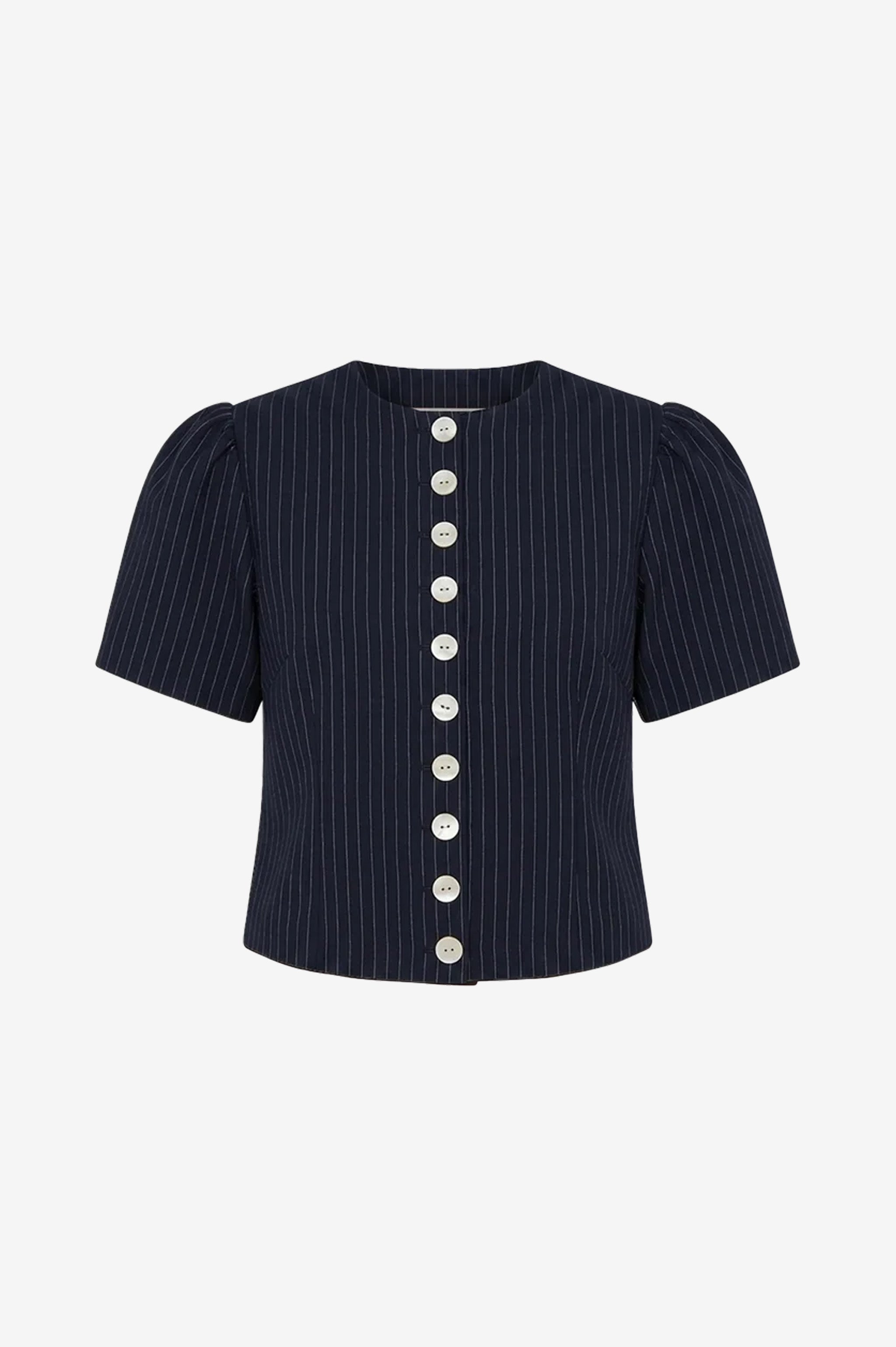 Ruby Carolyn SS Blazer - Navy Pinstripe