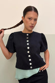 Ruby Carolyn SS Blazer - Navy Pinstripe
