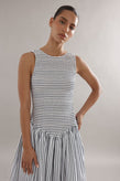 Caitlin Crisp Celine Dress - French Navy Stripe