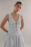 Caitlin Crisp Celine Dress - French Navy Stripe