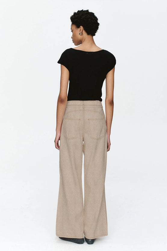 Marle Tie Curve Seam Jean - Chai