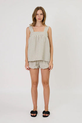Remain Lainey Top - Ivory Check