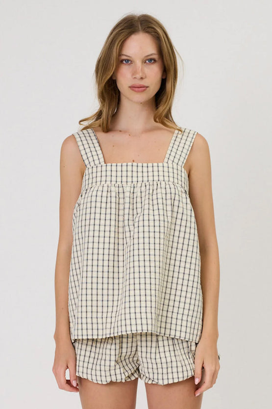 Remain Lainey Top - Ivory Check