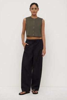 Assembly Cherri Button Front Top - Moss