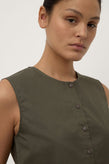 Assembly Cherri Button Front Top - Moss
