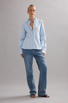 Caitlin Crisp Chester Shirt - Blue Stripe