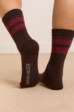 Damson Madder Sporty Calf Length Socks - Choc/Burg