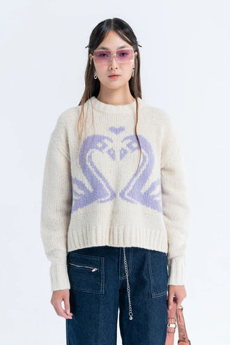 Arthur Apparel Chunky Sweater - Purple Swan