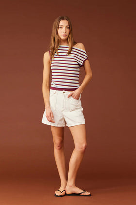 Ruby Clover Denim Short - White