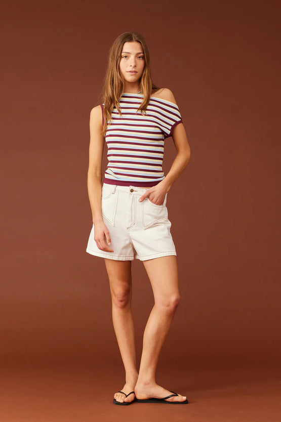 Ruby Clover Denim Short - White