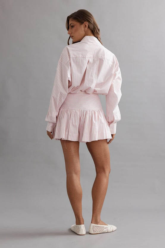 Caitlin Crisp Clover Short - Pink White Stripe