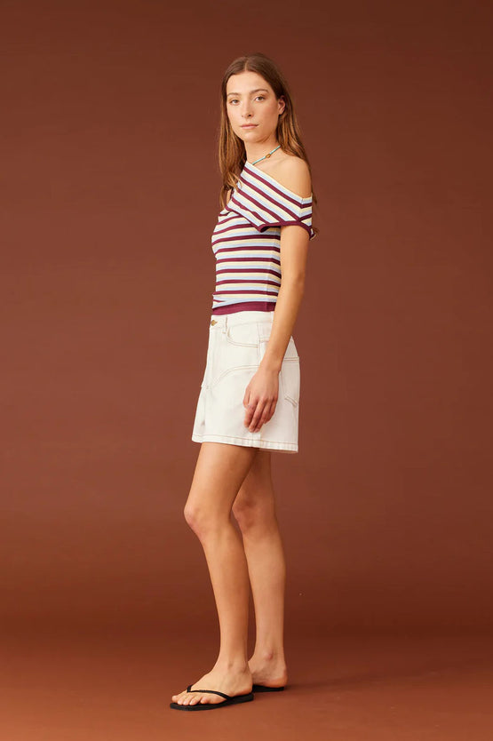 Ruby Clover Denim Short - White