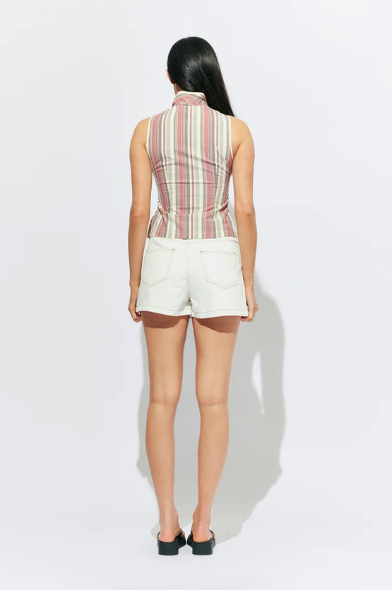Ruby Clover Denim Short - White
