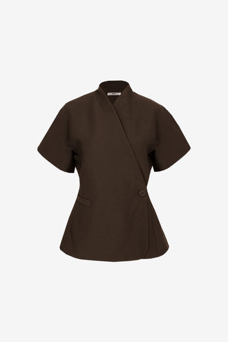 Ruby Coco Short Sleeve Blazer - Espresso