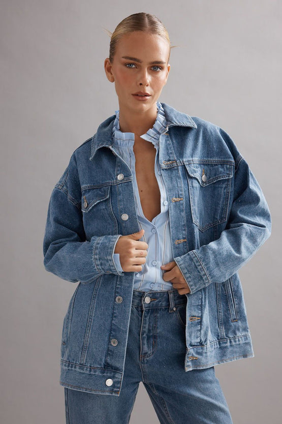 Caitlin Crisp Cody Jacket - Denim Glitter