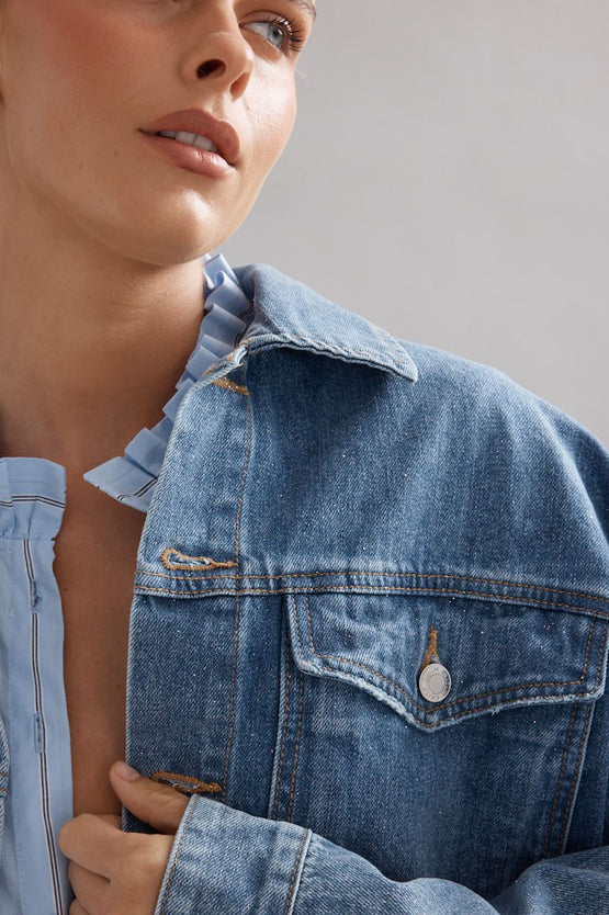 Caitlin Crisp Cody Jacket - Denim Glitter