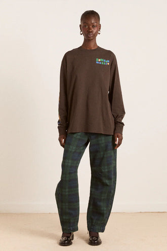 Damson Madder Patchwork LS Tee - Coffee