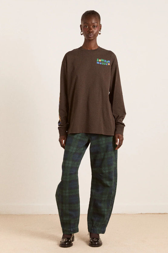 Damson Madder Patchwork LS Tee - Coffee