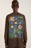 Damson Madder Patchwork LS Tee - Coffee