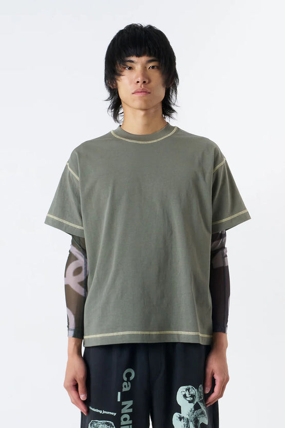 Candice Constrast Tee - Sage