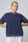 Candice Contrast Tee - Navy