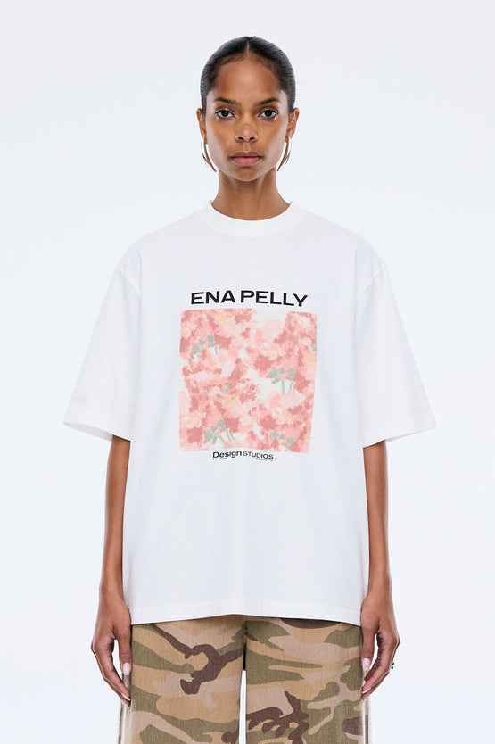Ena Pelly Coral Floral Tee - White