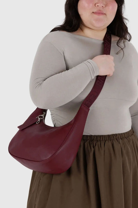 Baggu Medium Recycled Leather Crescent Bag - Mahogany