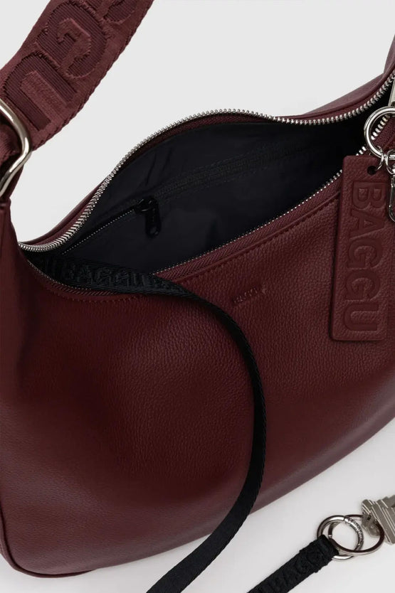 Baggu Medium Recycled Leather Crescent Bag - Mahogany