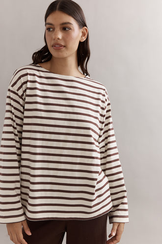 Caitlin Crisp Marina Boat Neck - Chocolate