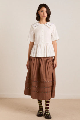 Damson Madder Cyrus Eyelet Blouse - White