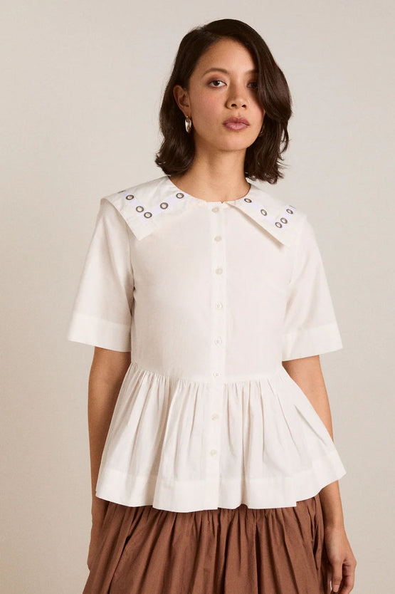 Damson Madder Cyrus Eyelet Blouse - White