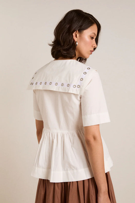 Damson Madder Cyrus Eyelet Blouse - White