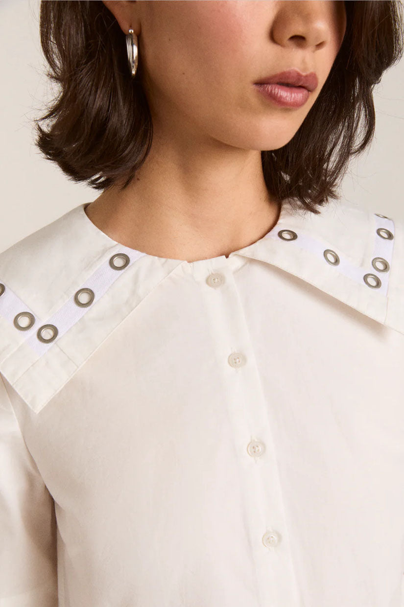 Damson Madder Cyrus Eyelet Blouse - White