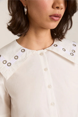 Damson Madder Cyrus Eyelet Blouse - White