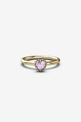Stolen Girlfriends Club Dahlia's Heart Ring - Gold Amethyst