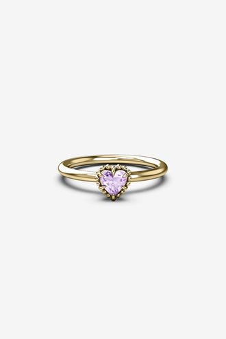 Stolen Girlfriends Club Dahlia's Heart Ring - Gold Amethyst