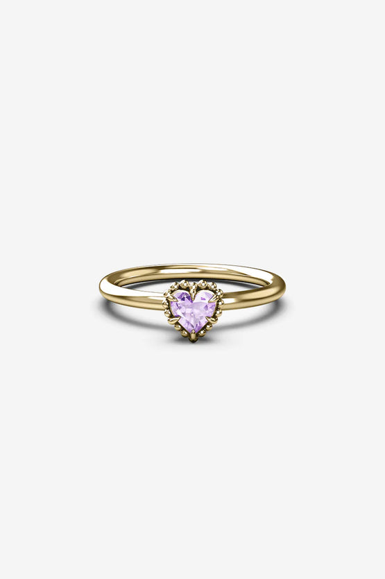 Stolen Girlfriends Club Dahlia's Heart Ring - Gold Amethyst