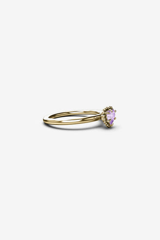 Stolen Girlfriends Club Dahlia's Heart Ring - Gold Amethyst