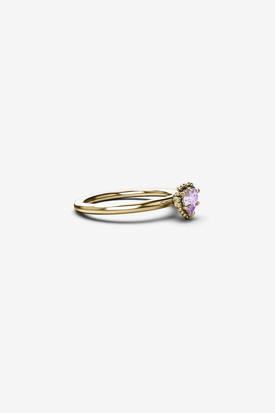 Stolen Girlfriends Club Dahlia's Heart Ring - Gold Amethyst